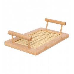 Bandeja 25X15CM Retangular Bambu Com Treliça e Alça 